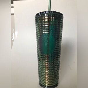 Starbucks Green Iridescent Squares Cold Cup Tumbler 24 oz Venti